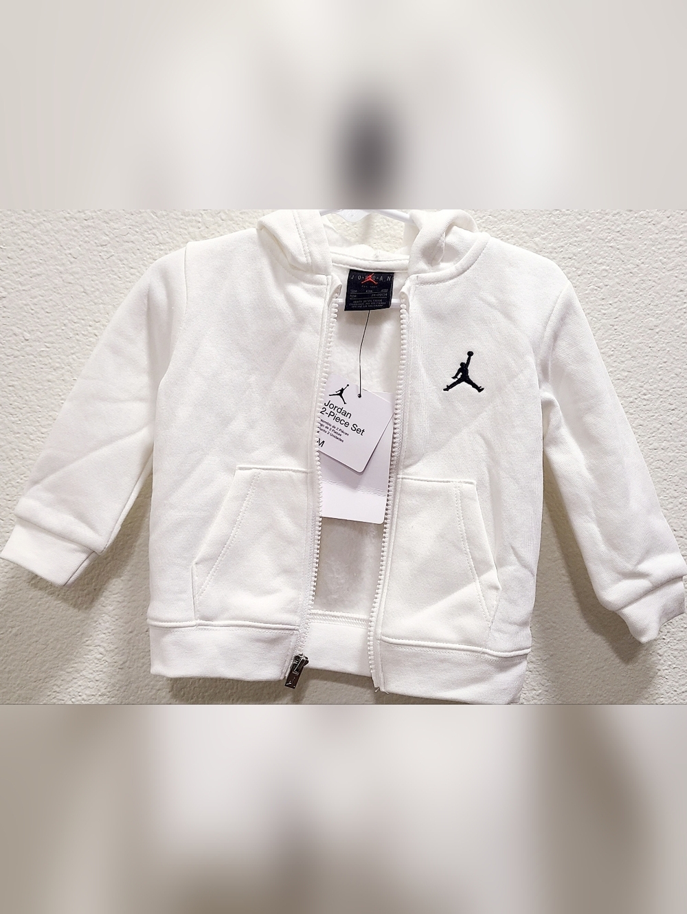 Jordan Kids White Hooded Zip Sweatshirt with Black Jumpman